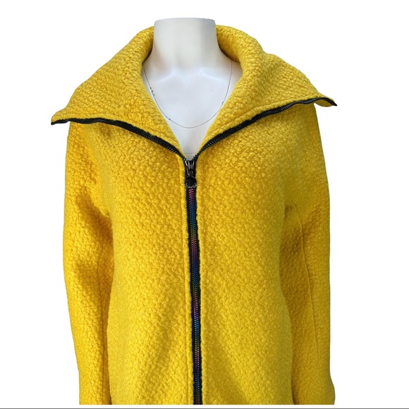 Desigual LAND Overcoat in Solar Power Yellow with Rainbow Zipper Sz 36/ US XS/S - Picture 7 of 11